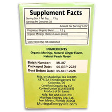 Load image into Gallery viewer, Moringa Peach Ginger Tea Bags, 28 herbal teas - Moringa Energy Life