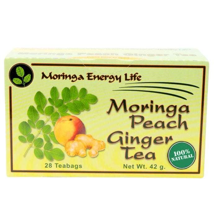 Moringa Peach Ginger Tea Bags, 28 herbal teas - Moringa Energy Life